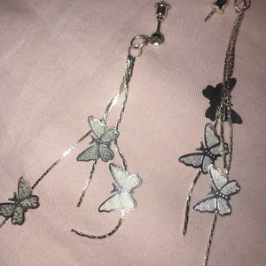 Dangly Silver Butterfly Earrings